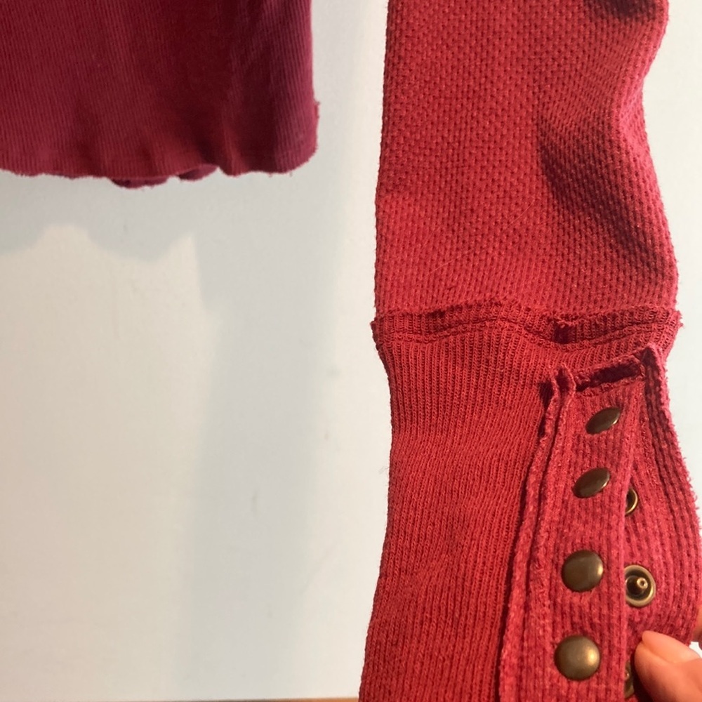 We The Free Red Fitted Ribbed Long Sleeve Top - Picture 2 of 6